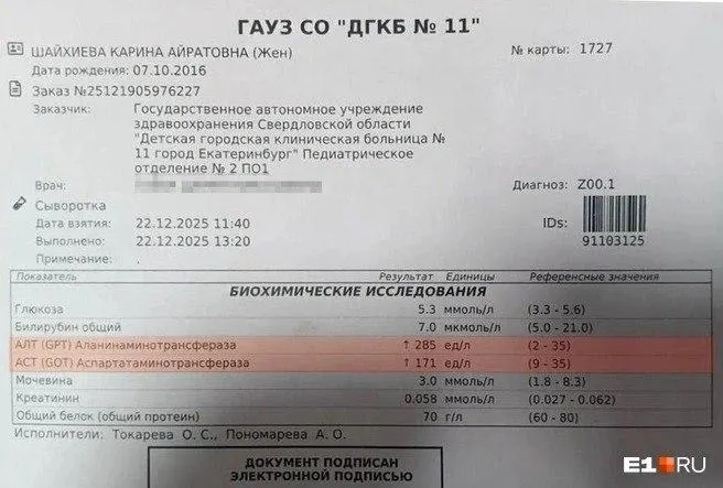 Ребёнку назначили жёсткую профилактическую терапию несмотря на отсутствие заболевания; вскоре у девочки развилась печёночная недостаточность и она умерла. Семья добилась возбуждения уголовного дела, но жалуется на отсутствие ответов от региональных властей.