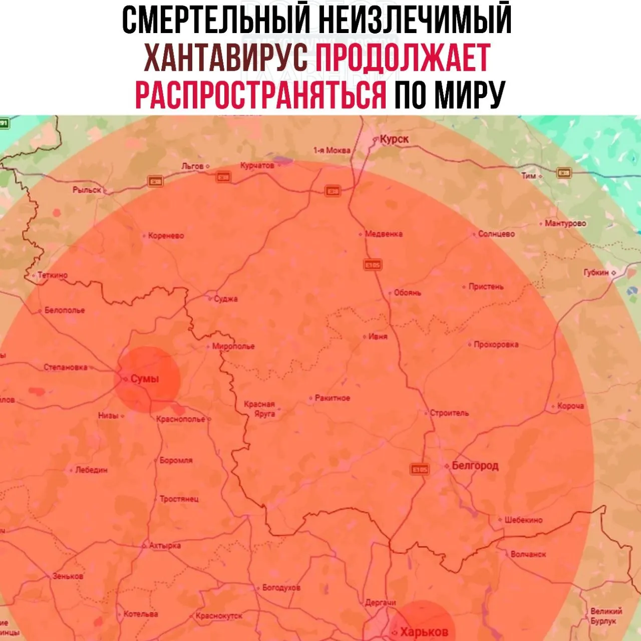 По сообщениям, в Харьковской, Сумской и Львовской областях фиксируются случаи хантавируса; соседние российские регионы рассматриваются как зоны потенциального риска. Информация требует официального подтверждения.