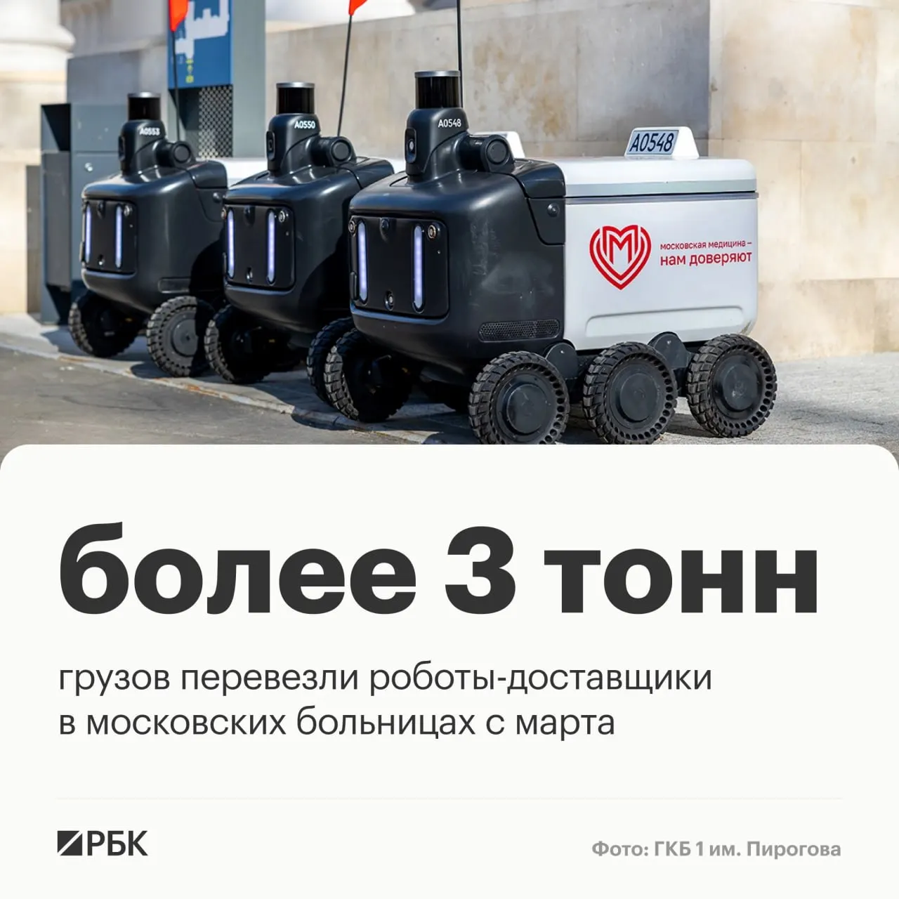 С марта 2026 года роботы-доставщики Яндекса перевезли в московских больницах свыше трех тонн грузов, выполнили около 8 тысяч внутрибольничных доставок и помогли сэкономить более 3,5 тысяч часов персонала.