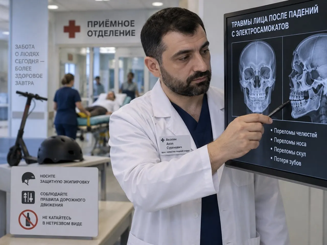 Сотрудники городской больницы регистрируют случаи тяжёлых травм лицевого региона после падений с электросамокатов; врачи предупреждают о серьёзности последствий и дают советы по безопасной езде.