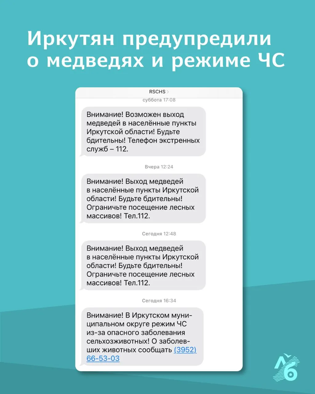 Гражданам региона повторно приходят оповещения о встречах с дикими медведями и объявлении чрезвычайной ситуации из‑за инфекции скота; карантин распространили на новые хозяйства, начинается вакцинация, идут меры по уничтожению заражённых животных.