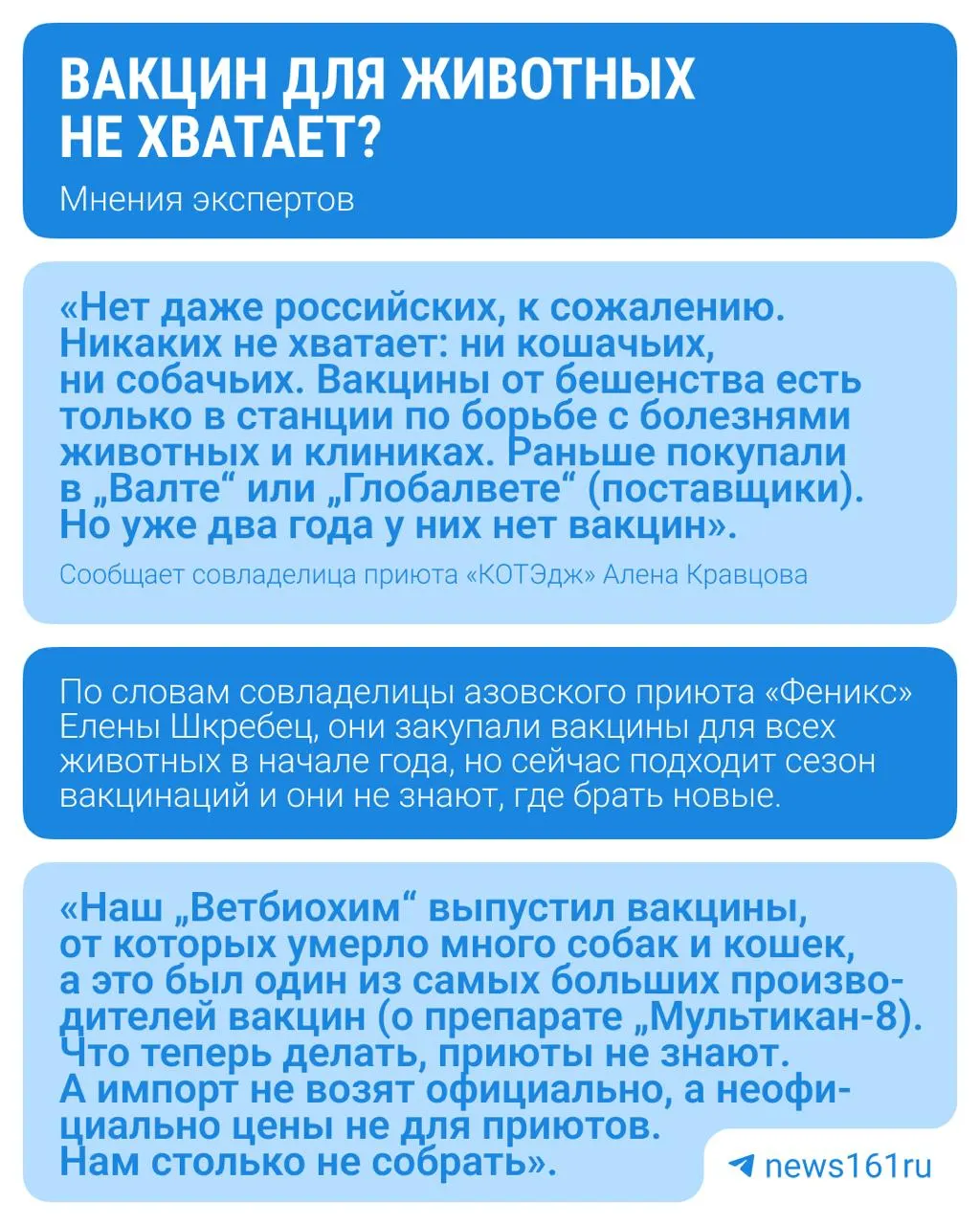 В Ростовской области наблюдается нехватка вакцин для животных; региональная ветеринарная служба рассматривает проблему и готовит разъяснения.